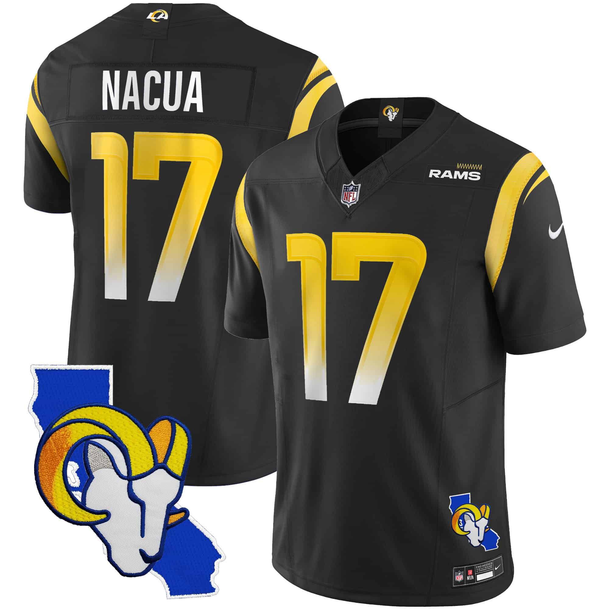 Men Los Angeles Rams #17 Nacua Black 2024 Nike California Patch Vapor Limited NFL Jersey style 1->indianapolis colts->NFL Jersey